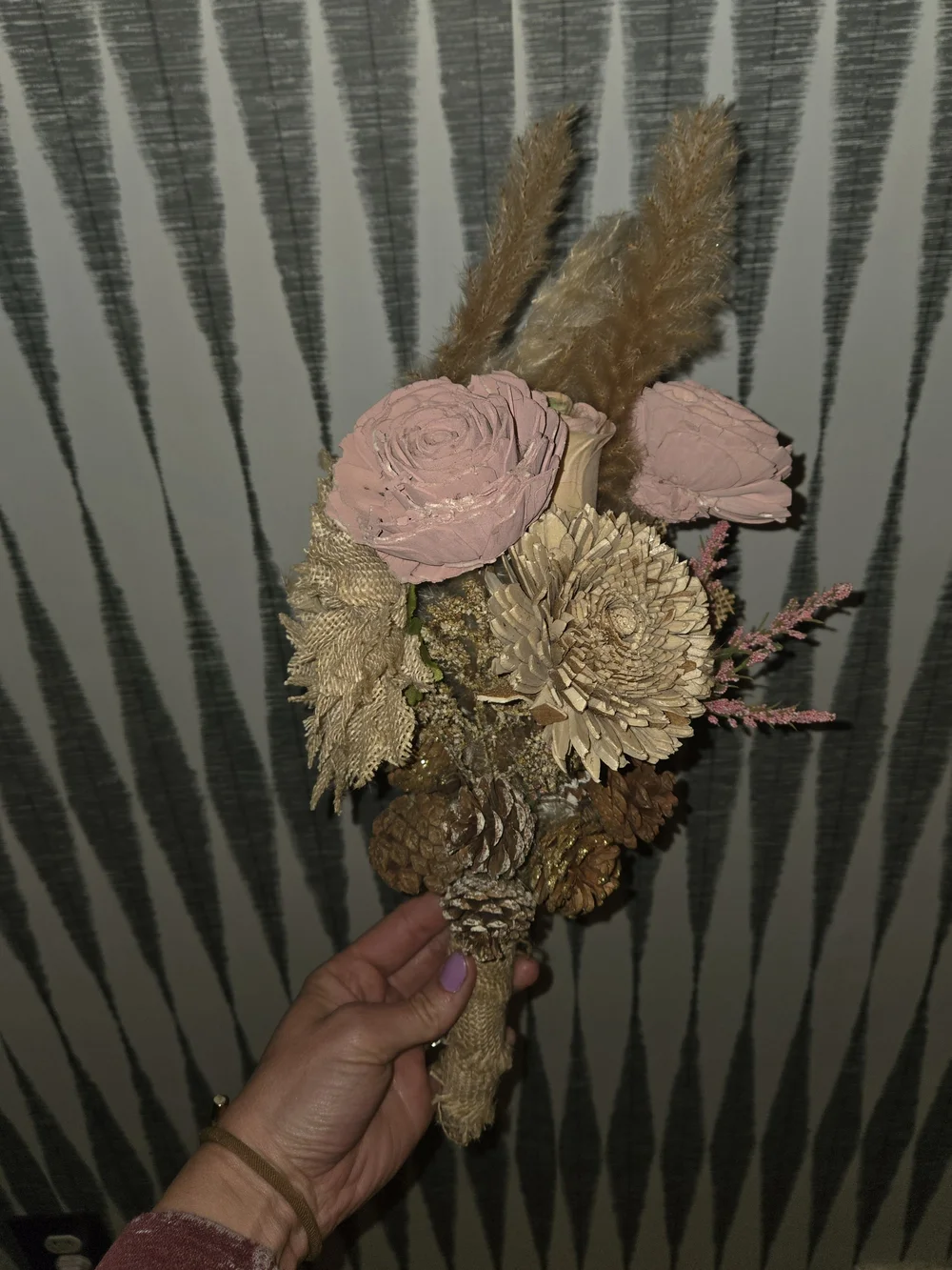 Boho Dried Floral Bouquet | Rustic Burlap & Pampas | Rustic Decor